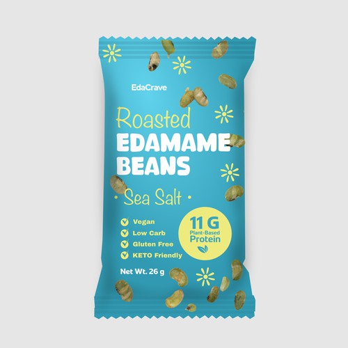 Pouch design for edamame (soy) beans.