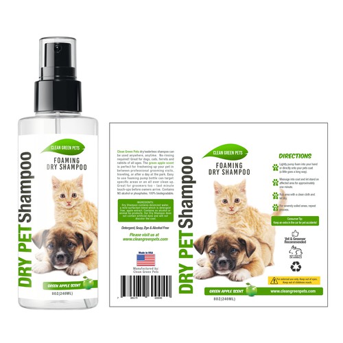 Dry Pet Shampoo Label