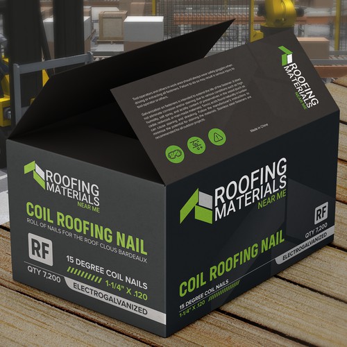 Completely new product package design for nails in the roofing industry.
