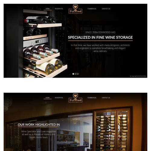 Home page for high quality wine cabinets brand