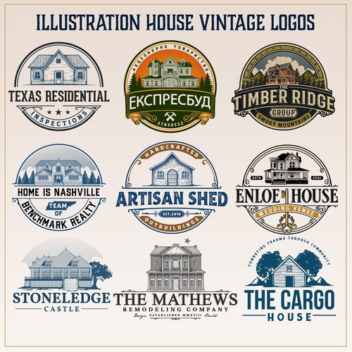 Illustration House Vintage Logos