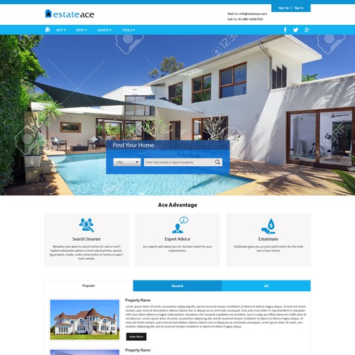 Re-design with a Fresh, modern and Clean page for estateace