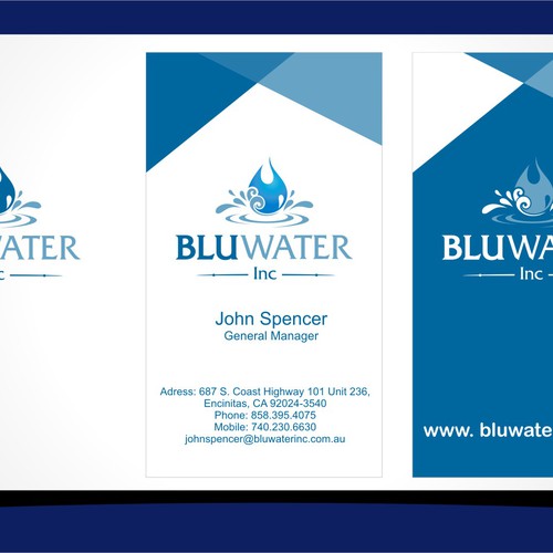 Blu Water Inc looking for corporate new logo and business cards.