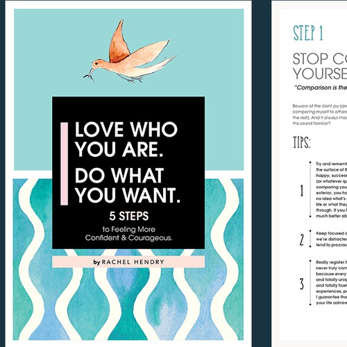 Pdf document with single page cover for my downloadable confidence + courage guide