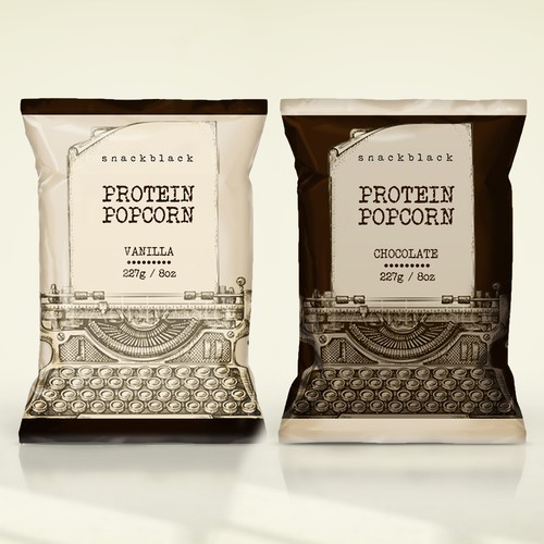 Packaging design for protein popcorn