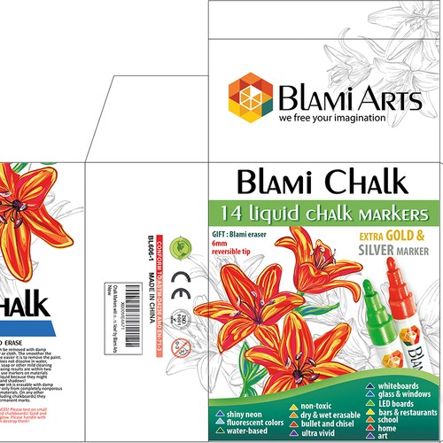 Design appealing premium design for best selling Blami Arts chalk markers