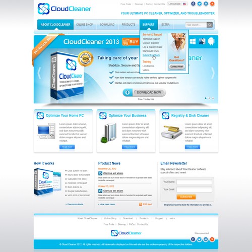 website design for Cloud Cleaner