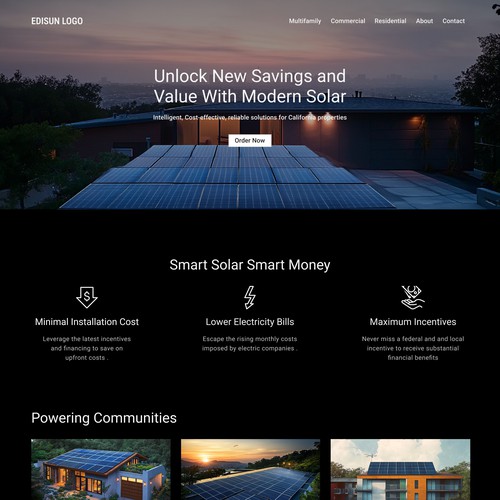Modern Sleek Solar Landing Page design
