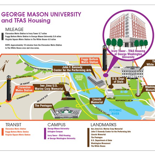 Map Illustration of DC, Highlighting Key Points of Interest