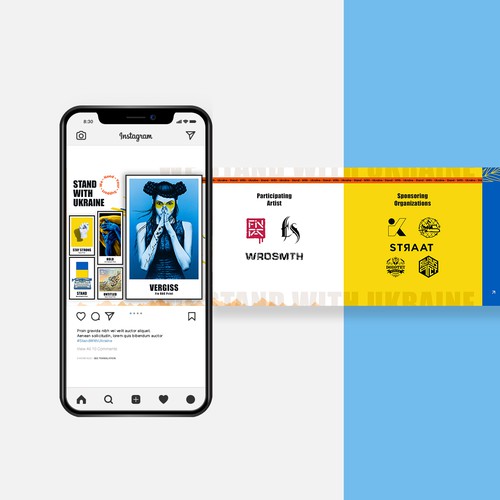 Digital prints Instagram carousel post for Ukraine Support