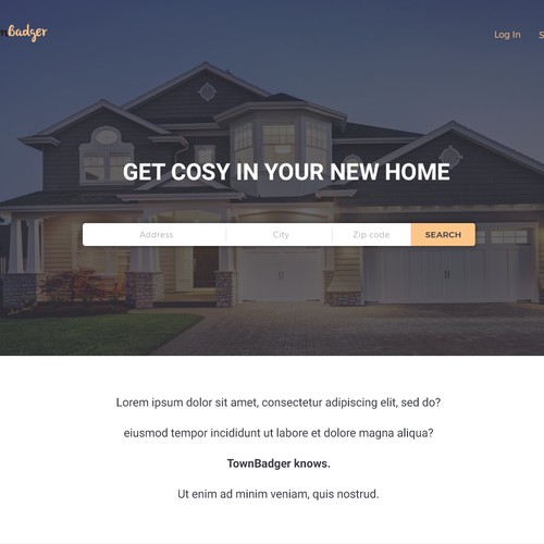 Real estate search landing page concept