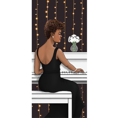 Pianist Bookmark Illustration