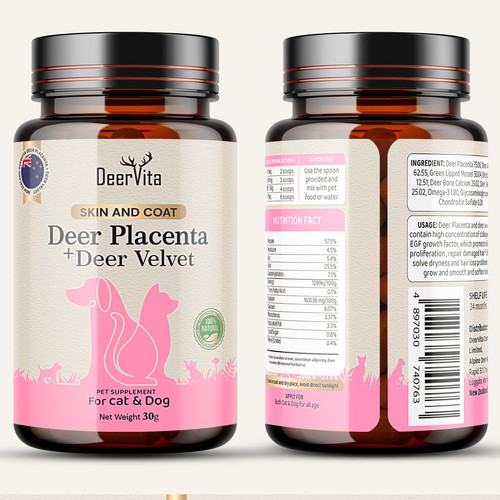 Label design pet suplemen