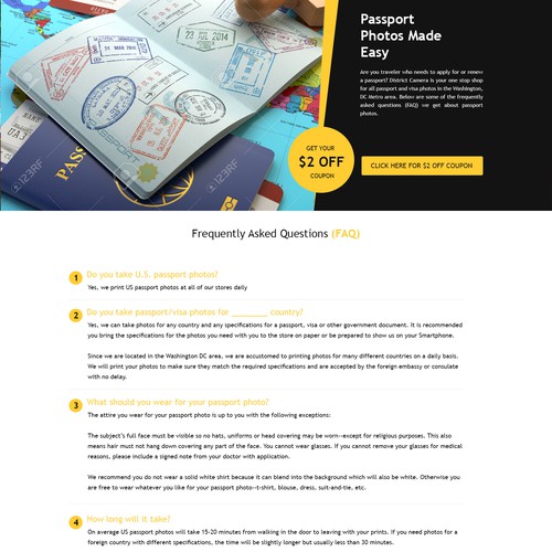 Landing Page Design for - Passport / visa