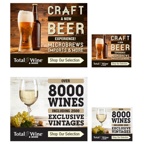 Advertising Banners for National Wine/Alcohol Retailer's Retargeting Campaigns