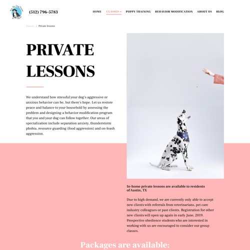 Redesign of dog trainer website