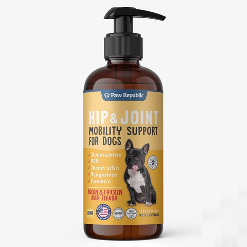 Label design for dog supplement made in the USA