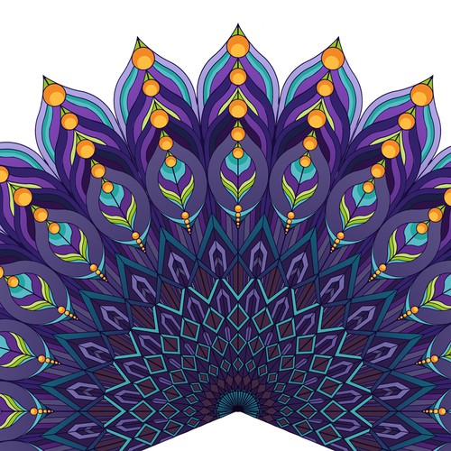 illustration of peacock tail for premium vodka