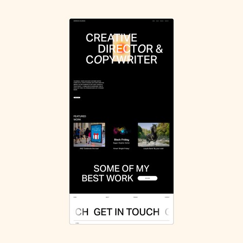 Bold Minimal Portfolio Site for Copywriter