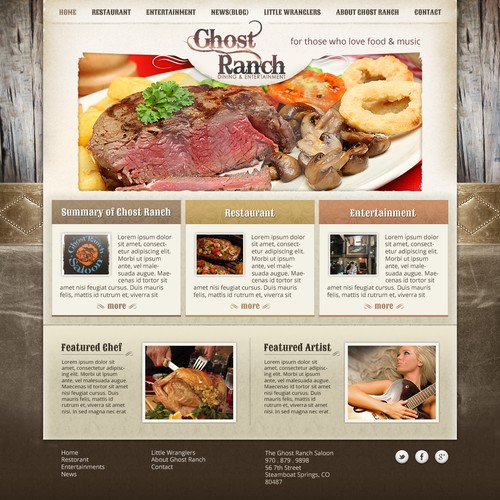 New website design for Ghost Ranch -Dinning and Entertainment 
