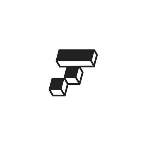 F simple 3d effect logo design