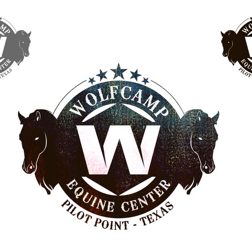 Create a capturing rustic logo design for Wolfcamp Equine Center