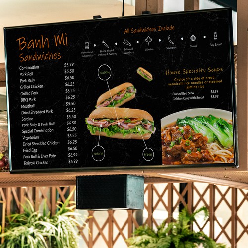 simple, easy to read menu