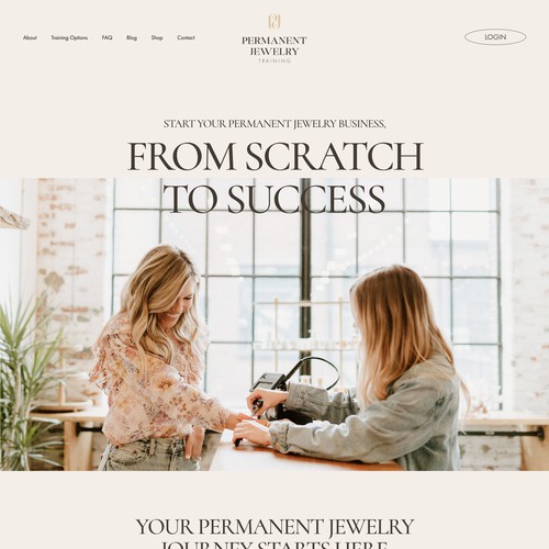 Clean and sophisticated website for Permanent Jewelry Training Courses