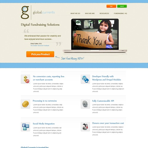 Create the next website design for Global Currents