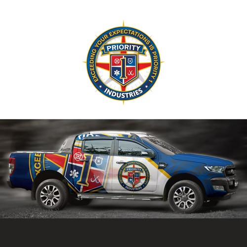 Priority pick up car wrap design