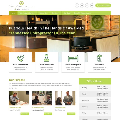 Web Page Concept for Award Winning Chiropractor