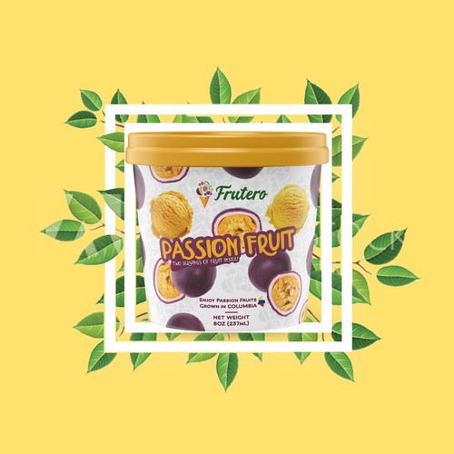 Passion Fruit Ice Cream Label Design