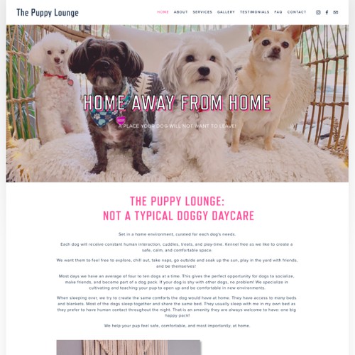 The Puppy Lounge: Scale-up effect & Text outline and shadows