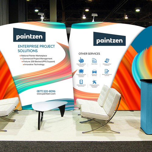 Help us create a trade show booth design concept for a fun and innovative new painting company!