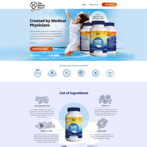Landing page for supplement company