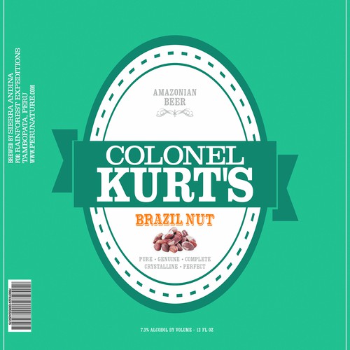 Beer lable design for Colonel Kurt's Amazonian Brazil Nut Beer