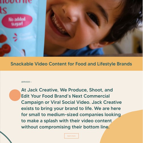 High impact site design for video content agency