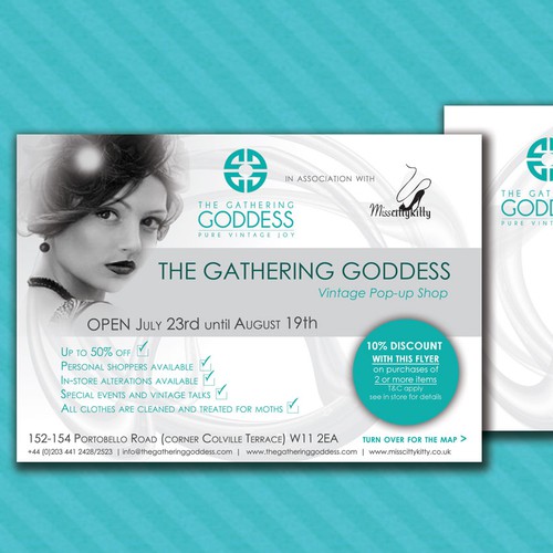 New postcard or flyer wanted for The Gathering Goddess Vintage BOUTIQUE