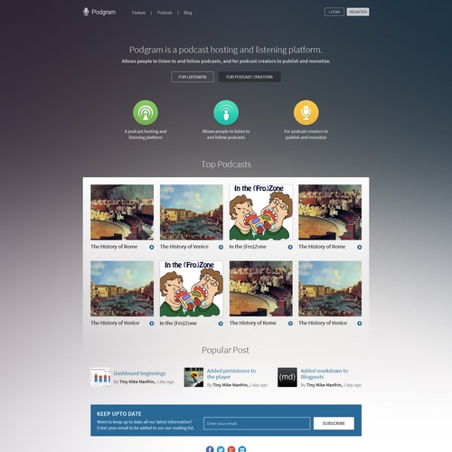 Landing Page Design For Podgram Website