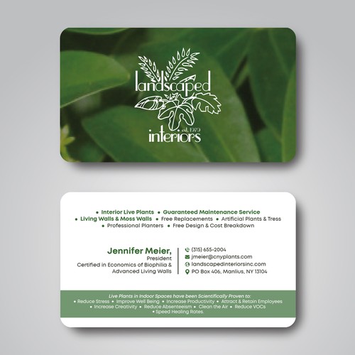 Business Card Design for Landscaped Interiors