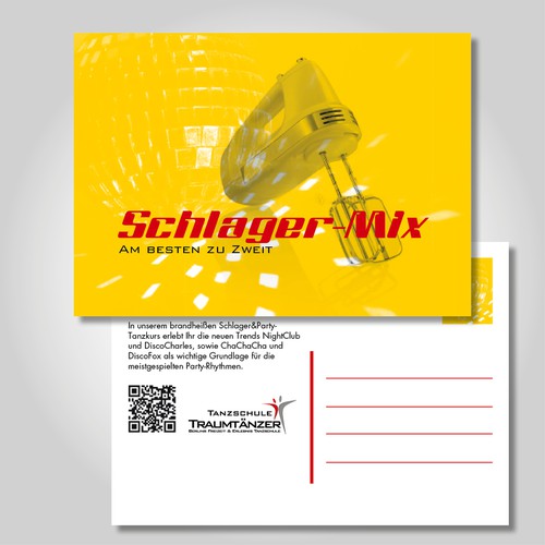 Unwiderstehliche Postkarte für einen Schlager&Party-Tanzkurs