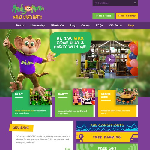 Re-design Monkey Mania’s kids entertainment website