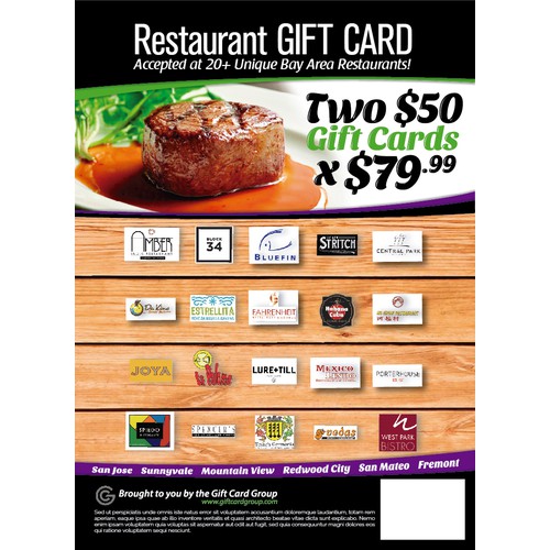 Design Flyer for the Restaurant Gift Card - Content PSD attached 