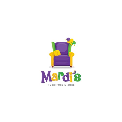 Furniture & Home Store -mardi gras with jester on a couch theme