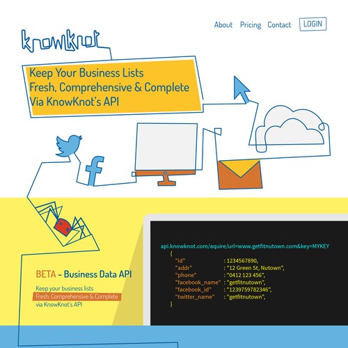 Landing page for new Data API using cool illustration