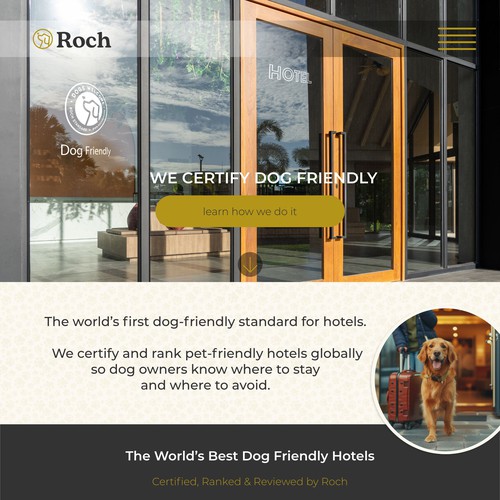 Web page design for dog friendly hotel 