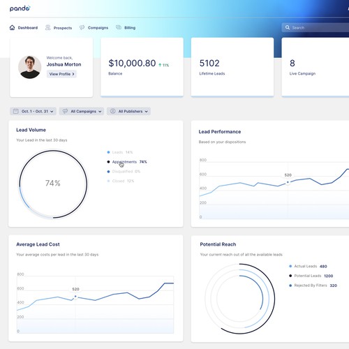 Dashboard interface design - Pando