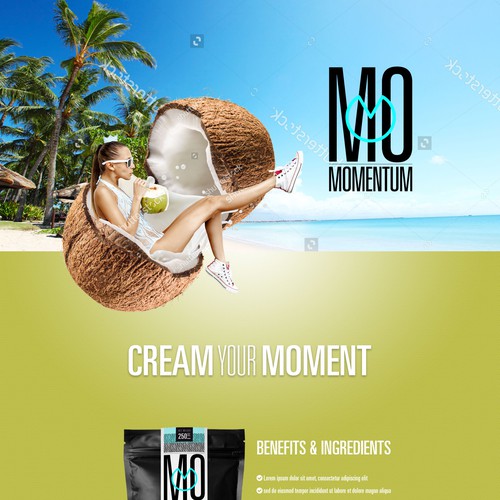 Landing page for a Coconut creamer product