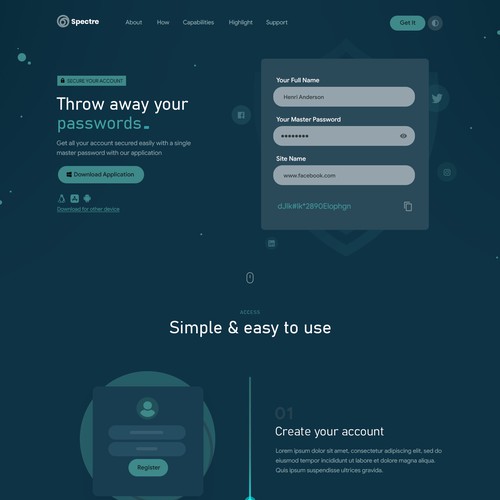 Cryptographic identity platform needs sleek, minimalist page explaining high-privacy concepts