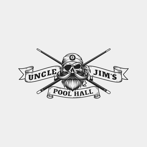 Vintage Drawing logo for Pool Hall